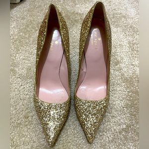 Kate Spade gold glitter pumps 8B